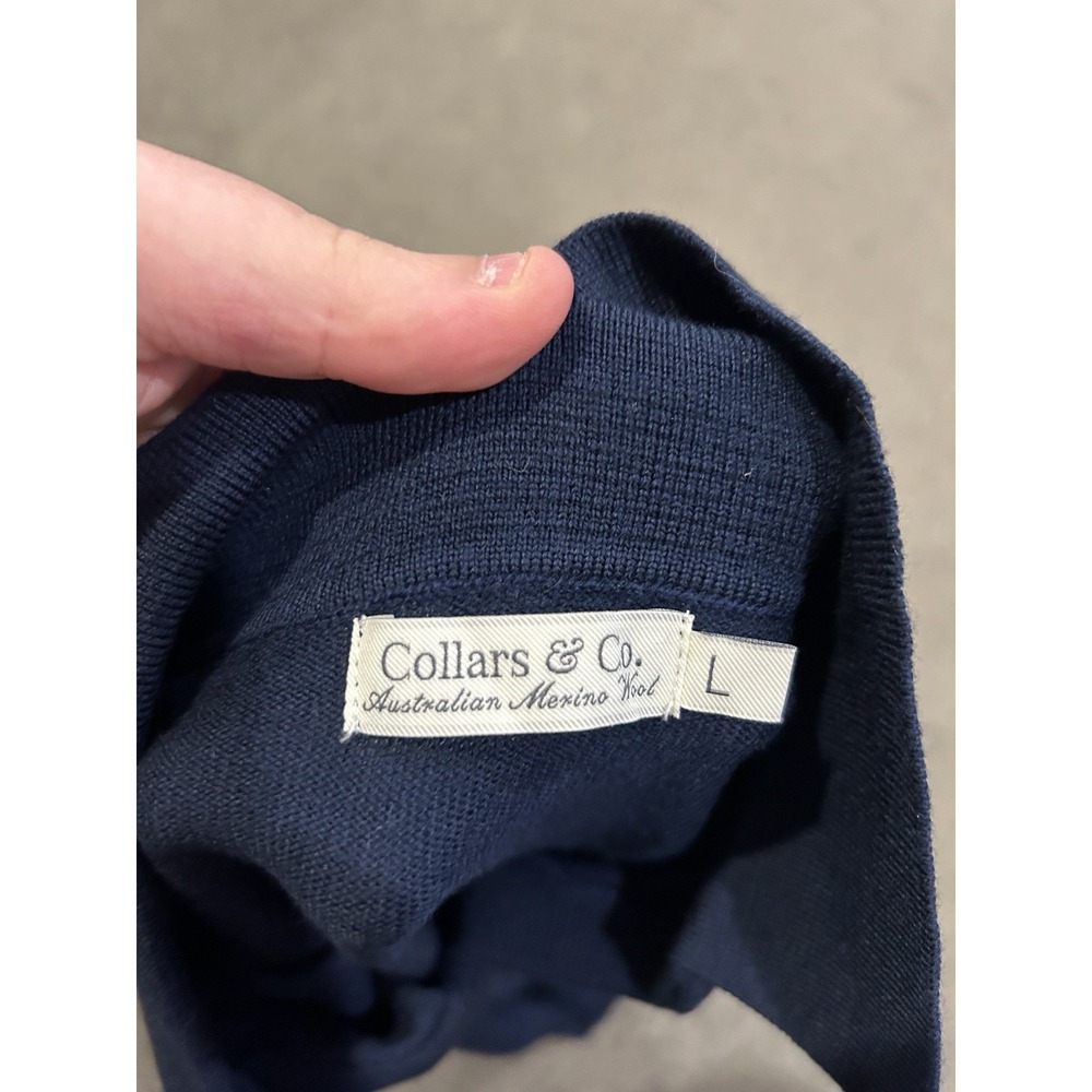 Collars And Co Australian Merino Wool Men's‎ Sweater Blue Men's Size Large NWT - Picture 3 of 3